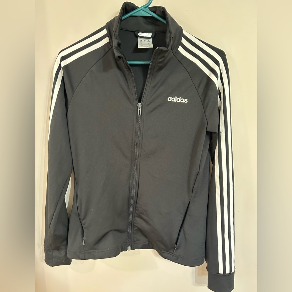 Adidas size small warm-up slim 3 stripe jacket. Zip up, zip up pockets